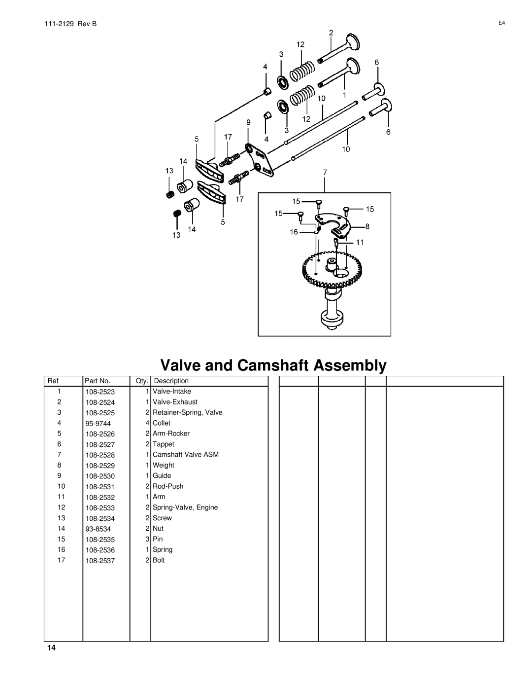 Hayter Mowers G002741 manual Valve and Camshaft Assembly 