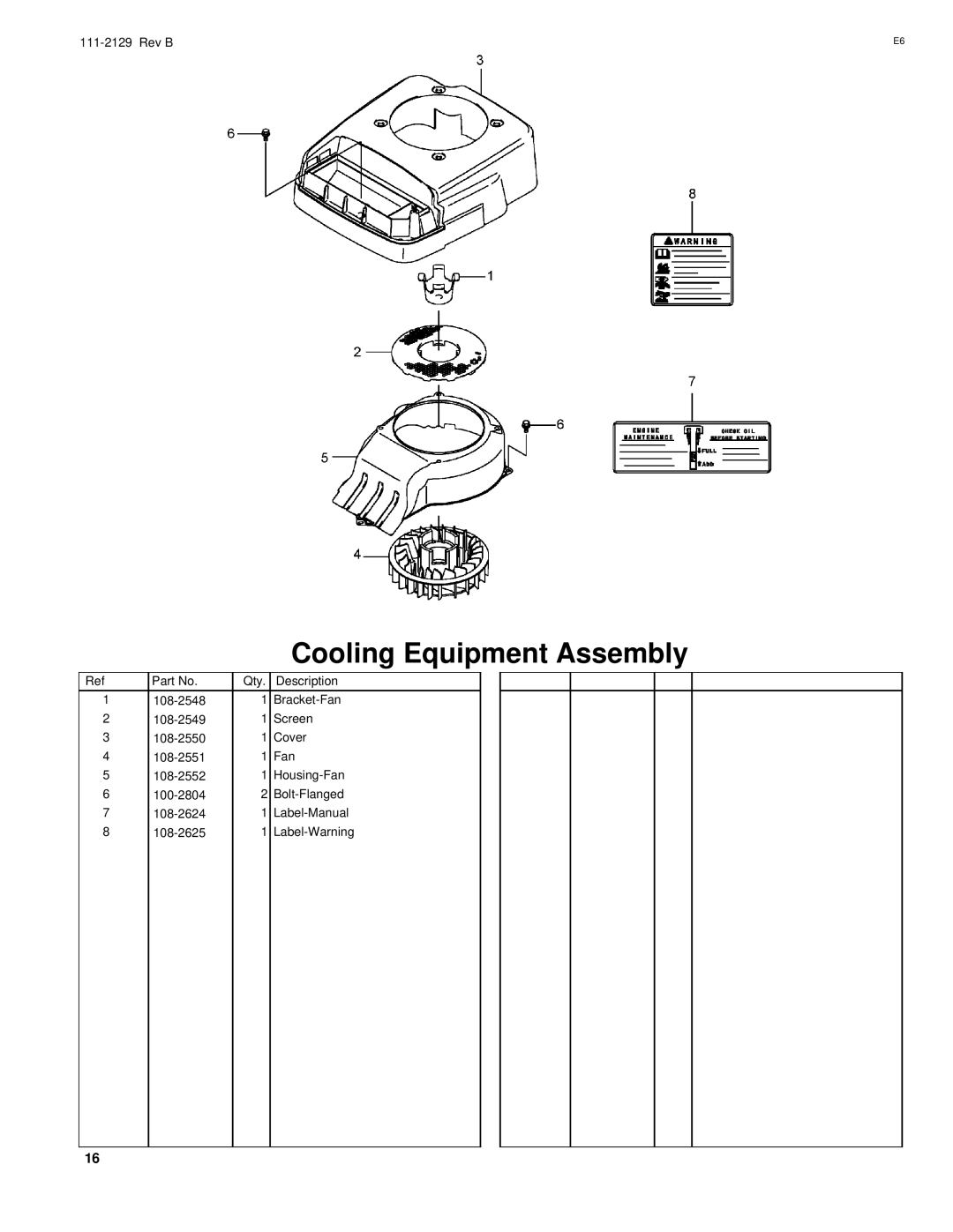 Hayter Mowers G002741 manual Cooling Equipment Assembly 