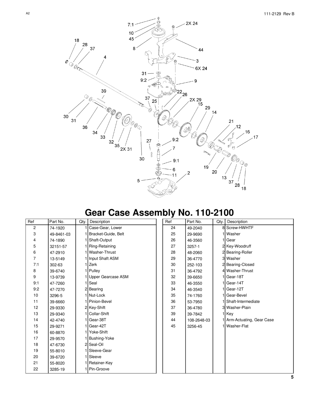 Hayter Mowers G002741 manual Gear Case Assembly No 