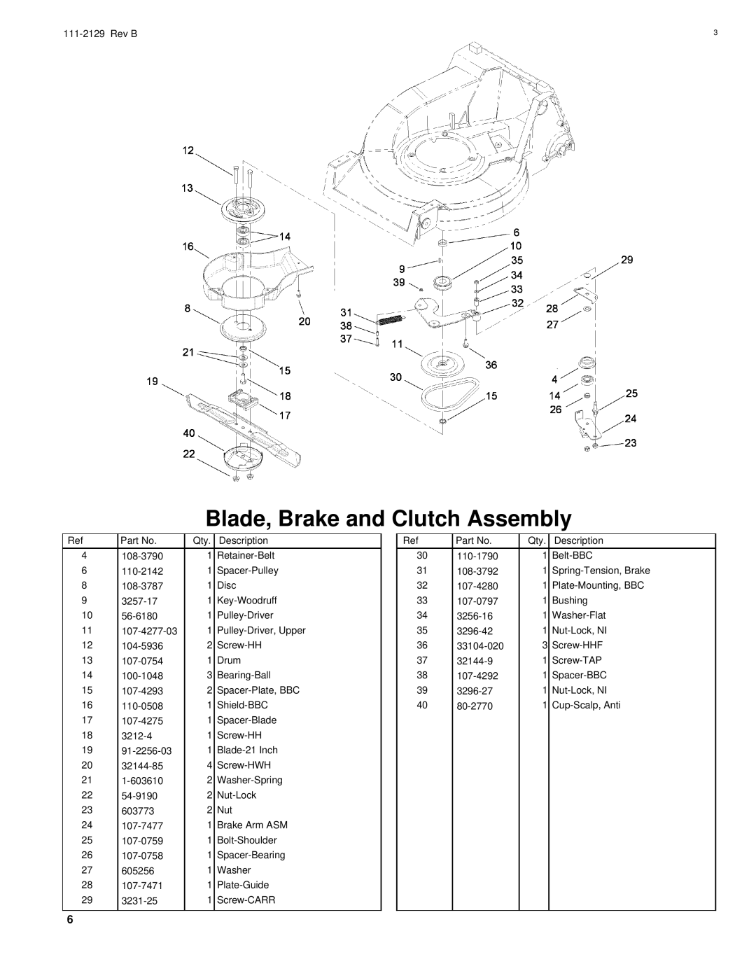 Hayter Mowers G002741 manual Blade, Brake and Clutch Assembly 