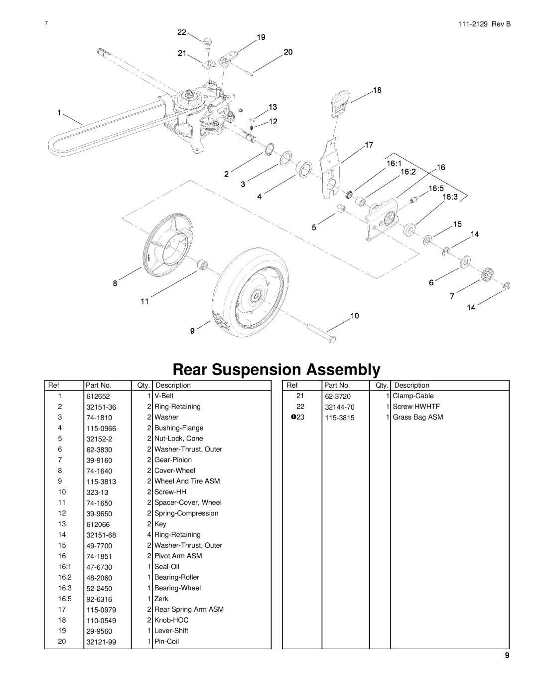 Hayter Mowers G002741 manual Rear Suspension Assembly 