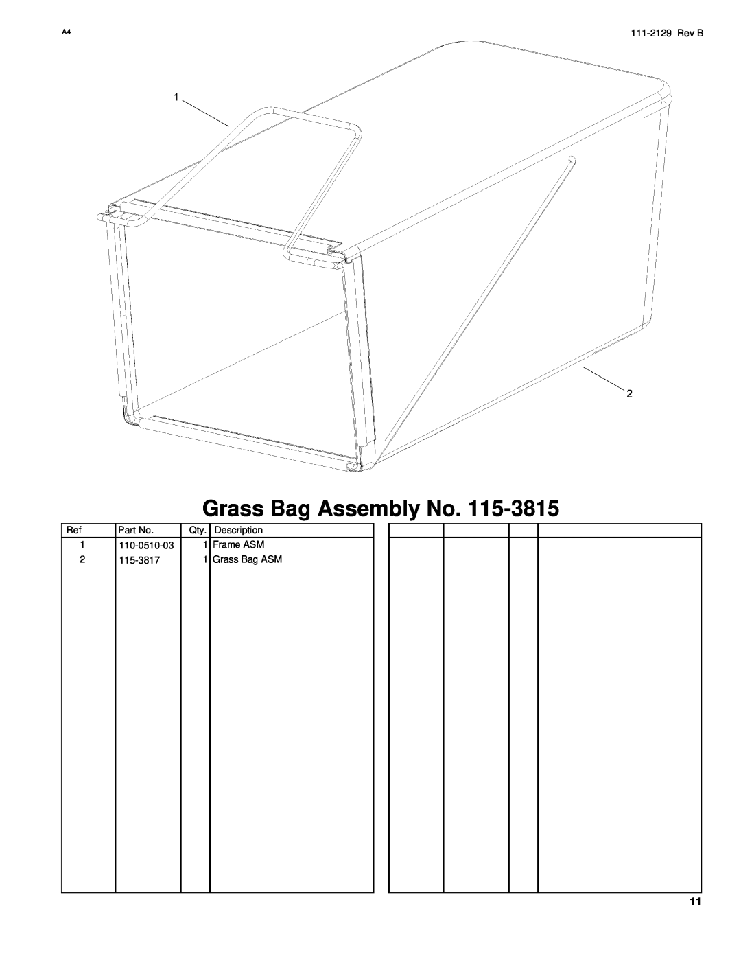 Hayter Mowers G002741 manual Grass Bag Assembly No 