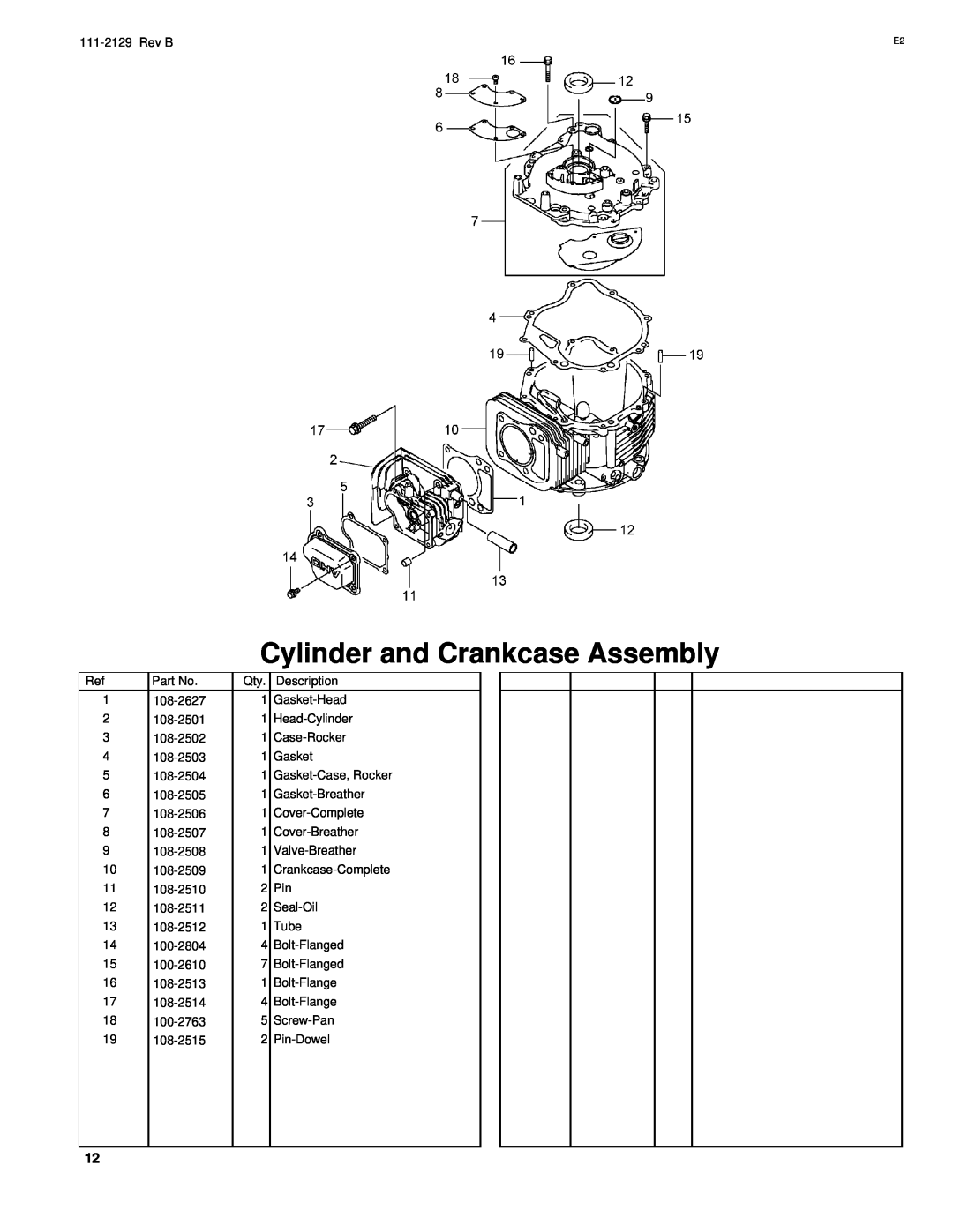 Hayter Mowers G002741 manual Cylinder and Crankcase Assembly 