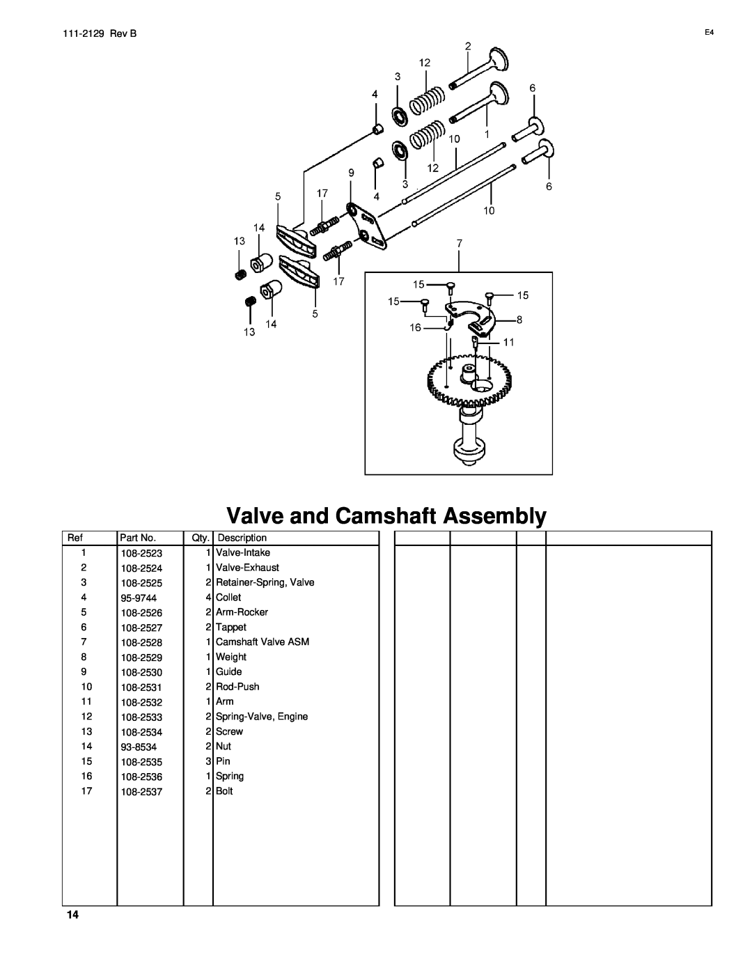 Hayter Mowers G002741 manual Valve and Camshaft Assembly 