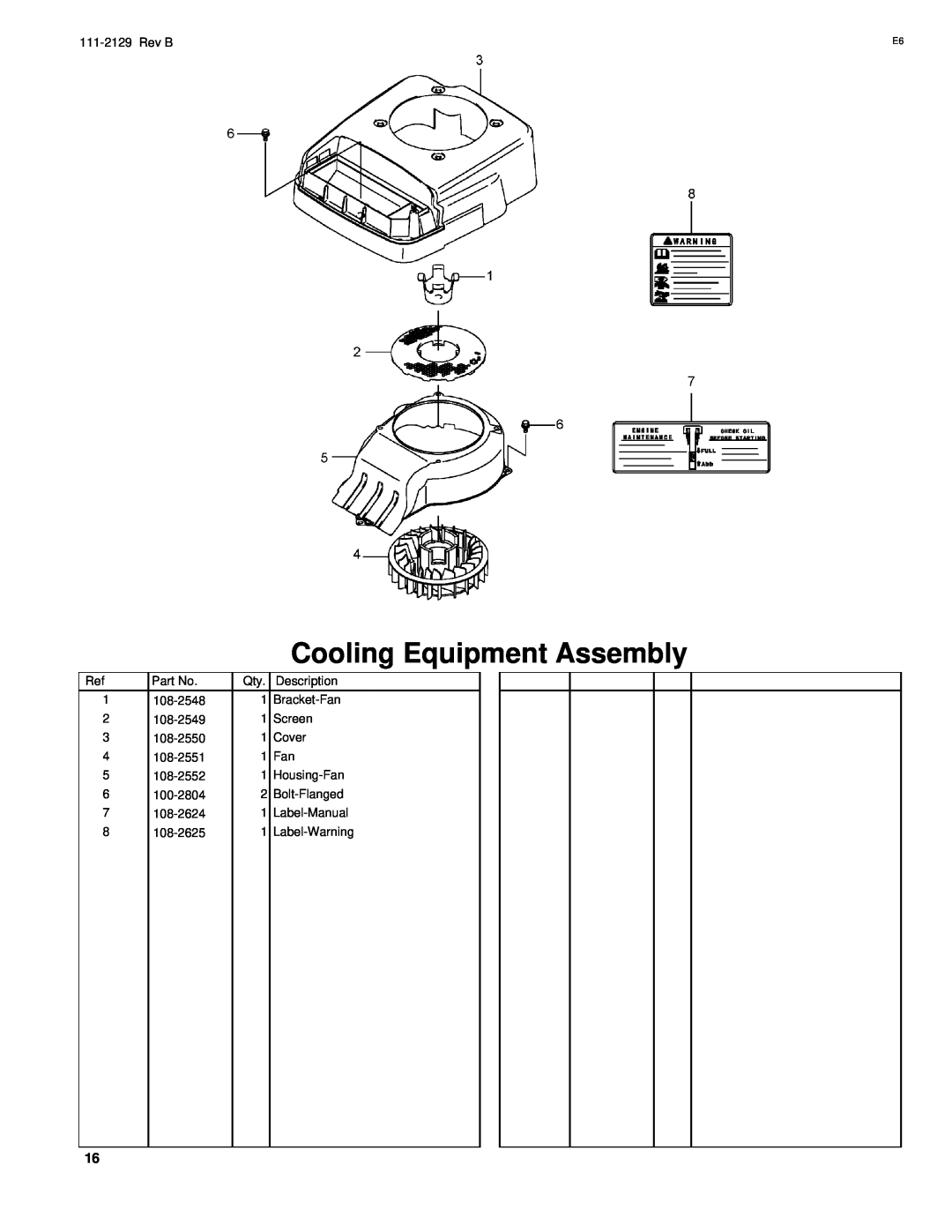 Hayter Mowers G002741 manual Cooling Equipment Assembly 