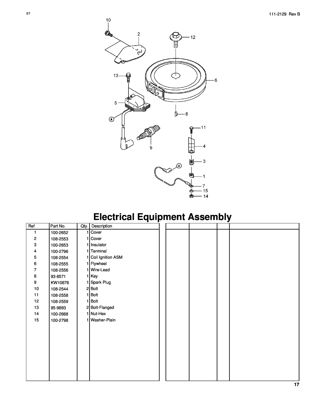 Hayter Mowers G002741 manual Electrical Equipment Assembly 