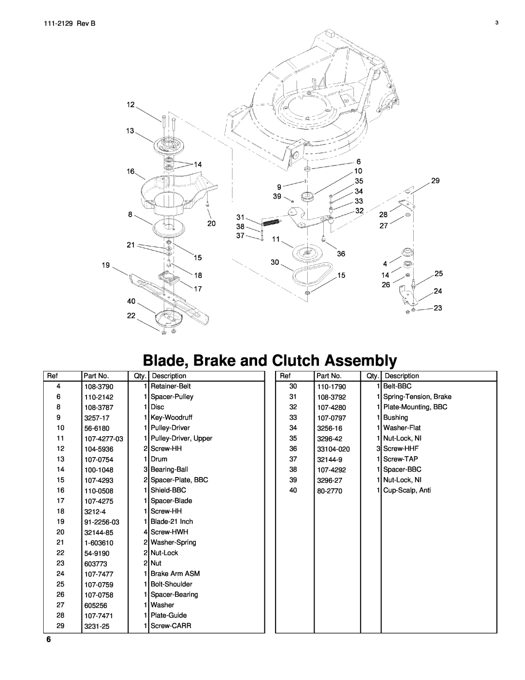Hayter Mowers G002741 manual Blade, Brake and Clutch Assembly 