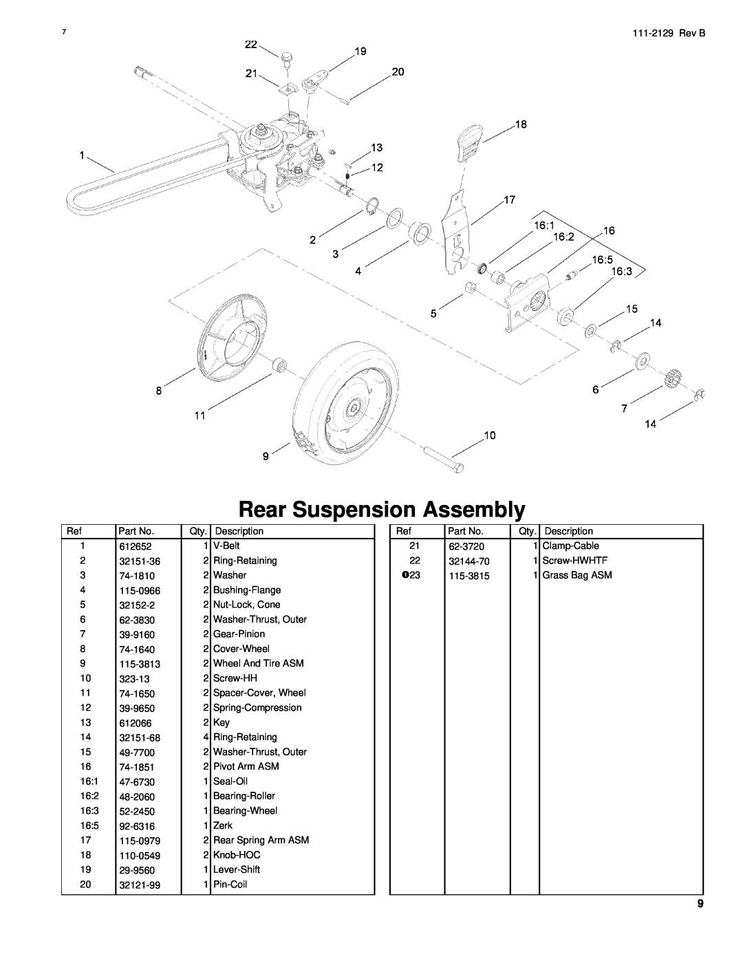 Hayter Mowers G002741 manual Rear Suspension Assembly 