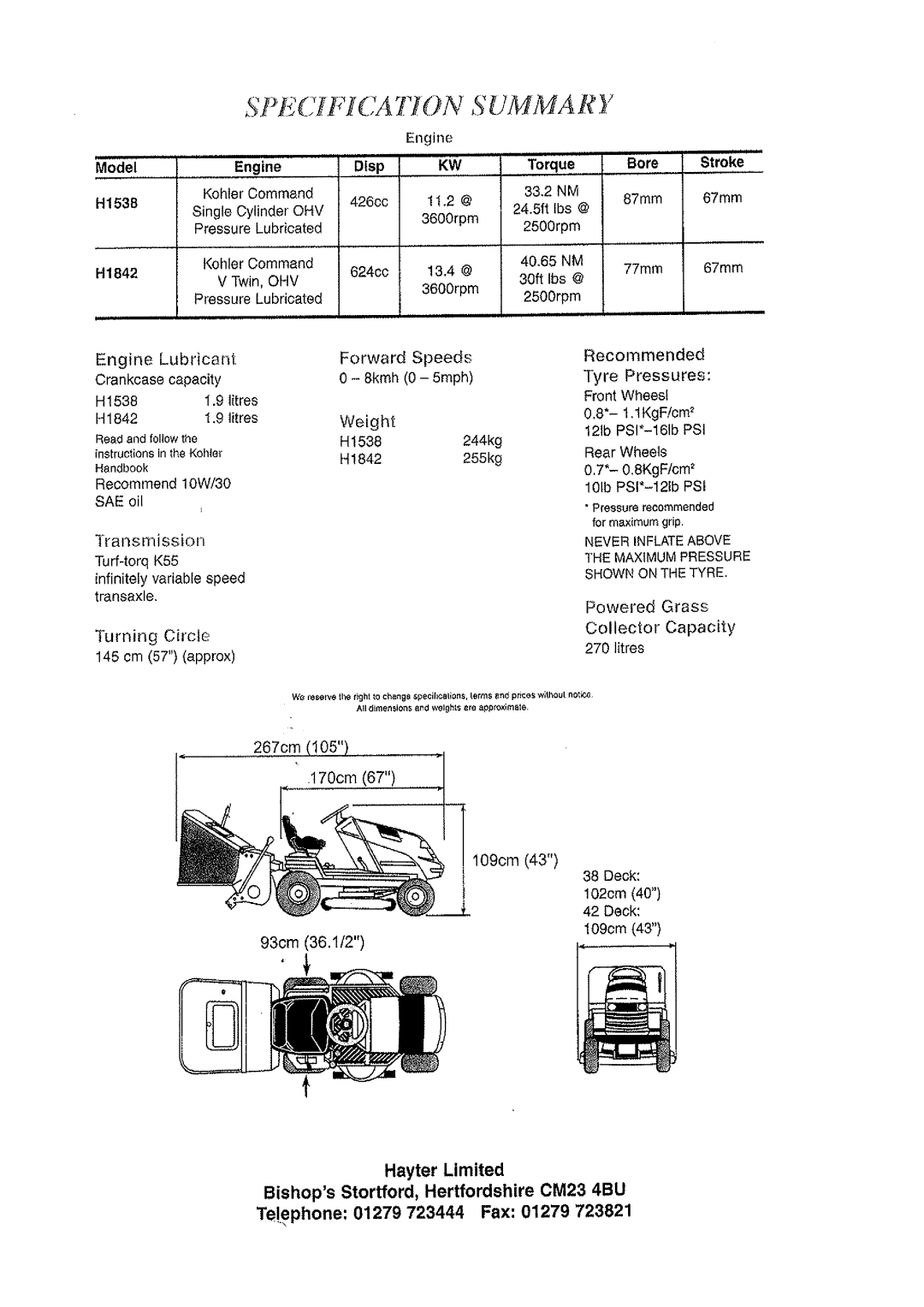 Hayter Mowers H-Series manual 