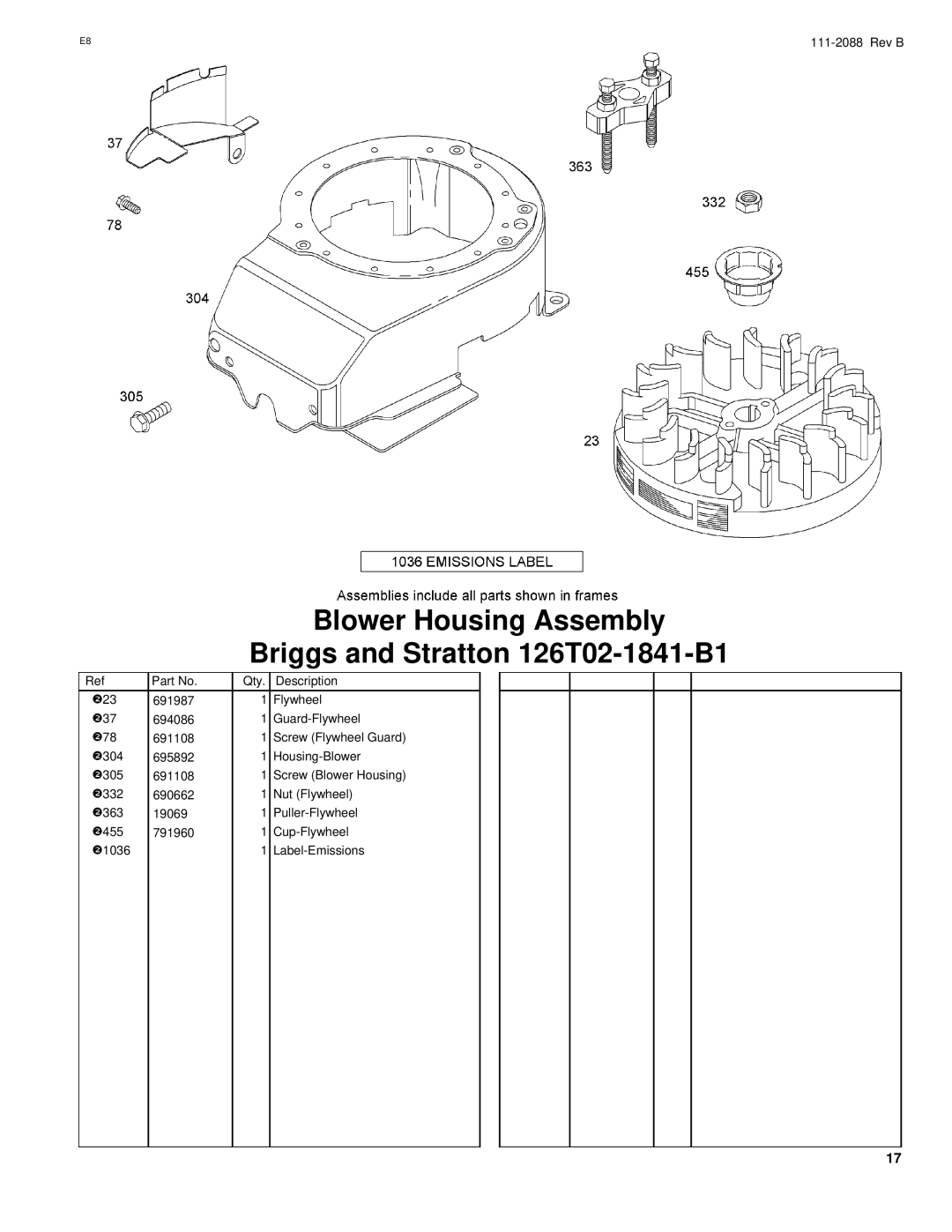 Hayter Mowers R48 manual Blower Housing Assembly Briggs and Stratton 126T02-1841-B1 