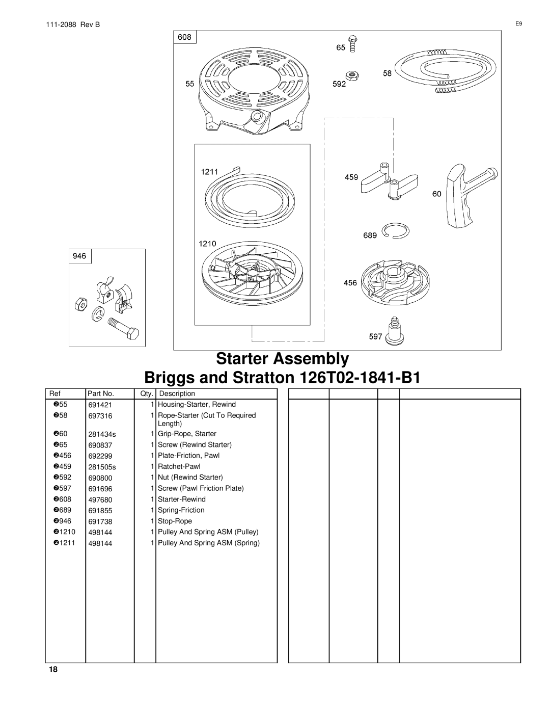 Hayter Mowers R48 manual Starter Assembly 