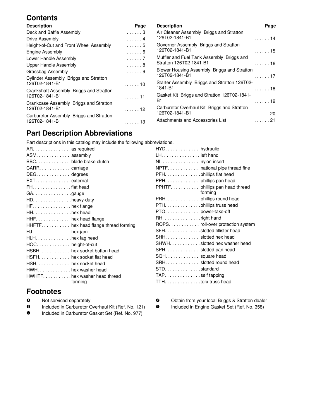 Hayter Mowers R48 manual Contents 