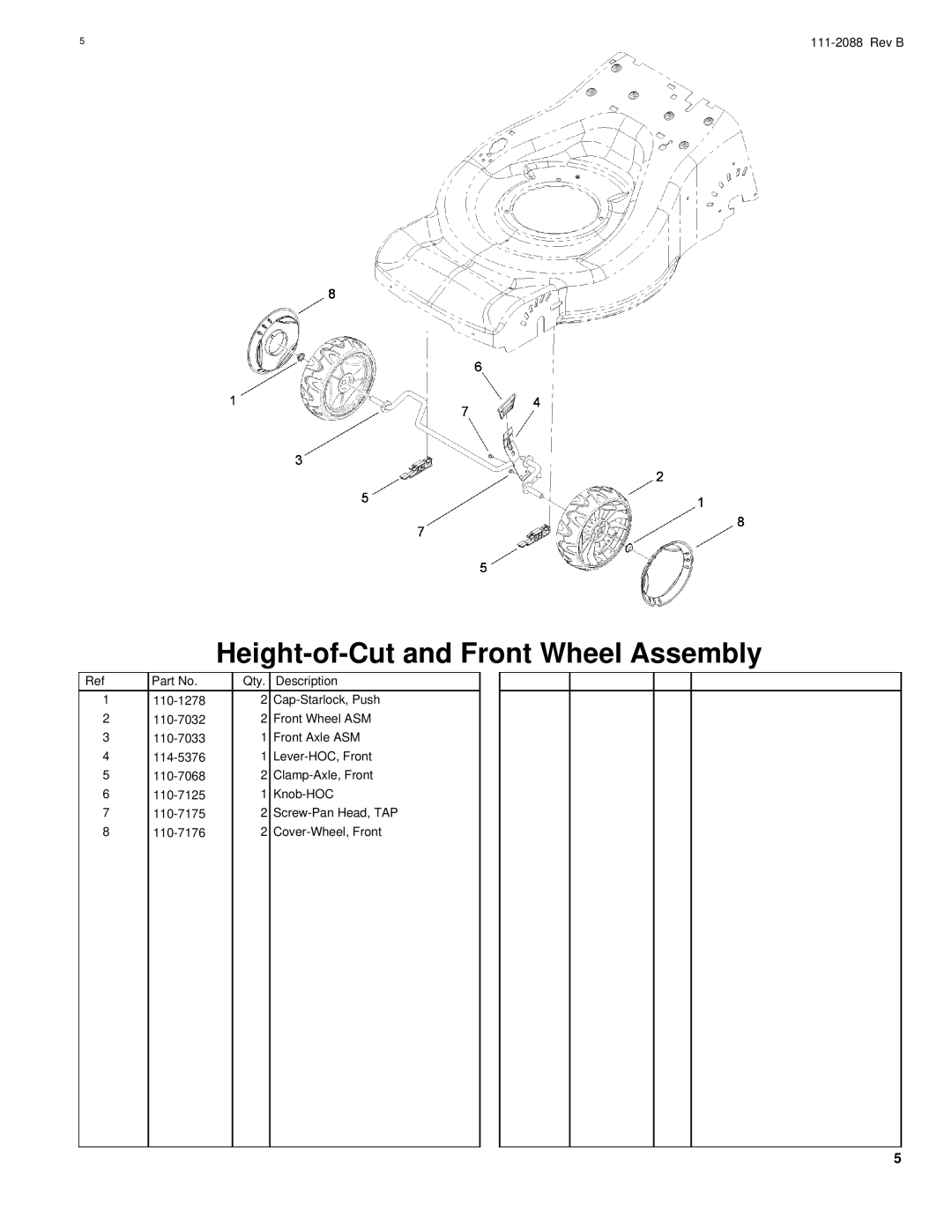 Hayter Mowers R48 manual Height-of-Cut and Front Wheel Assembly 