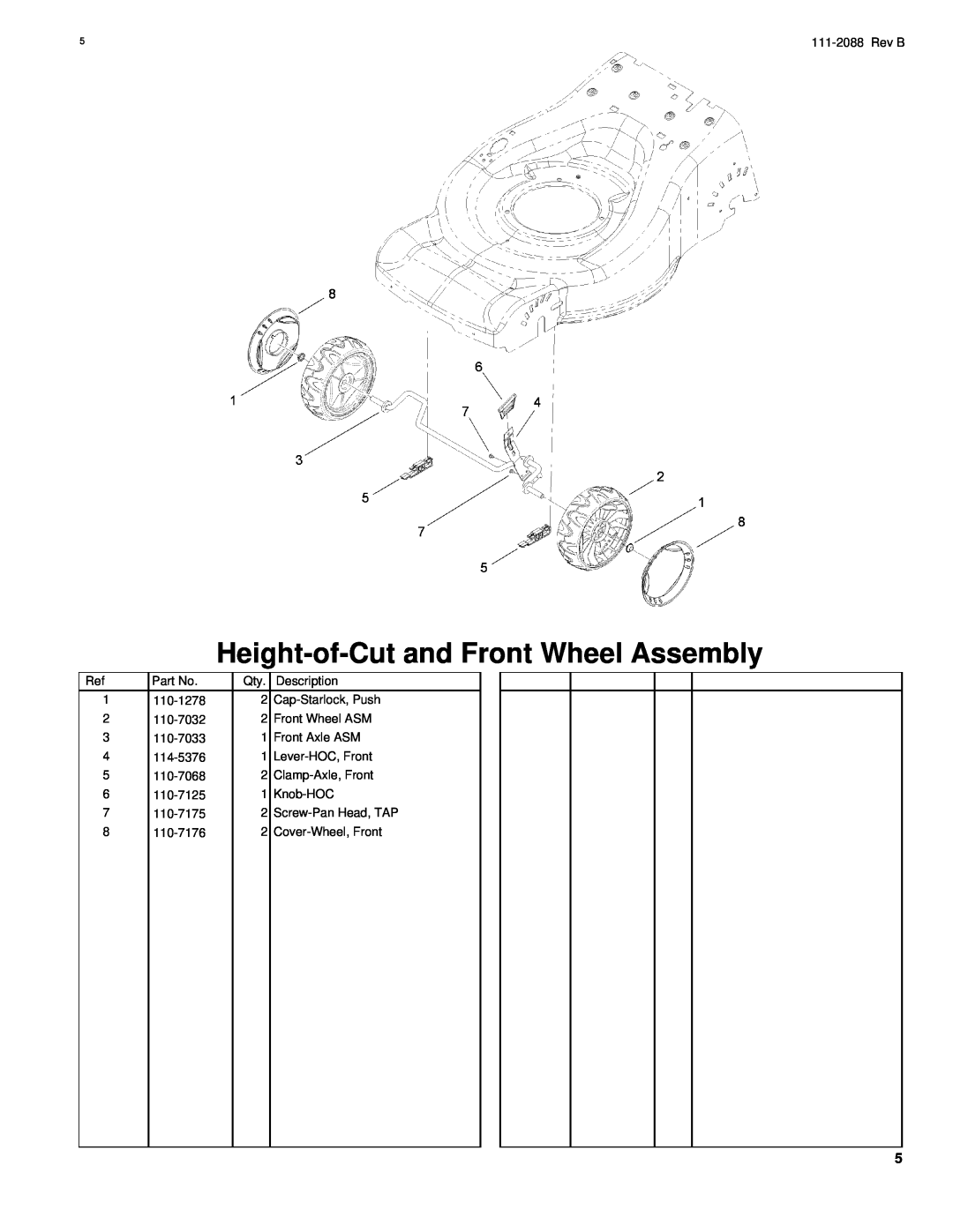 Hayter Mowers R48 manual Height-of-Cutand Front Wheel Assembly 