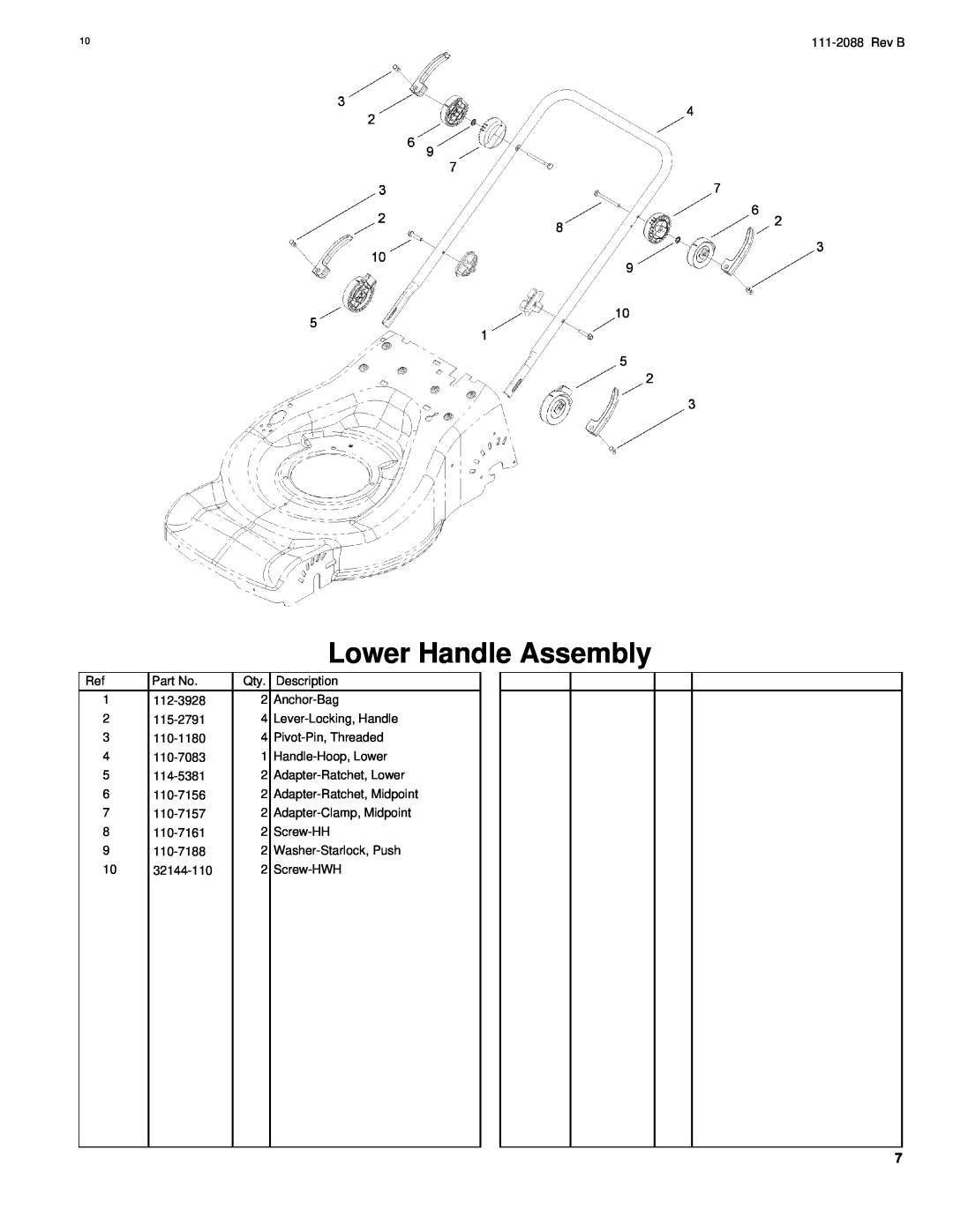 Hayter Mowers R48 manual Lower Handle Assembly 