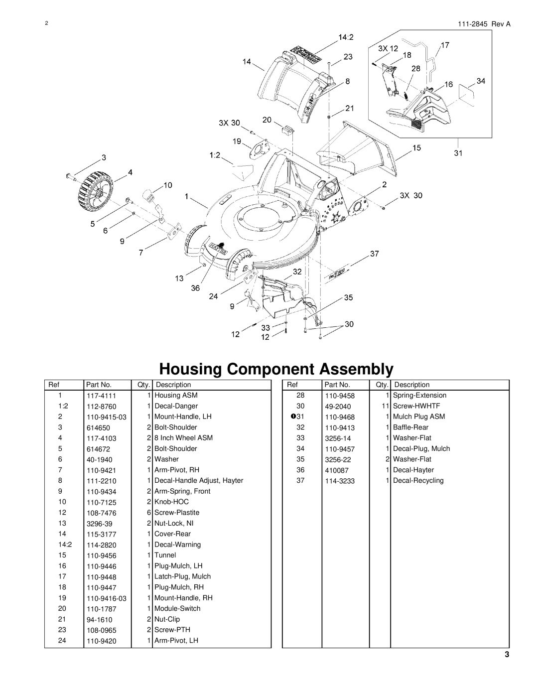 Hayter Mowers R53A manual Housing Component Assembly 