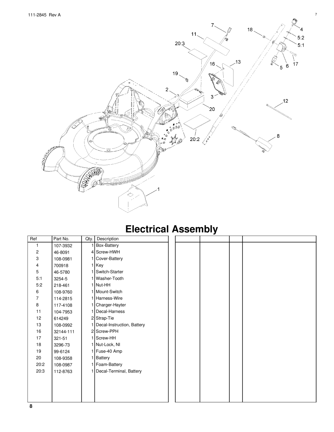 Hayter Mowers R53A manual Electrical Assembly 