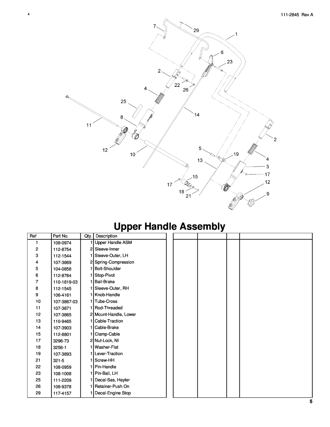 Hayter Mowers R53A manual Upper Handle Assembly 