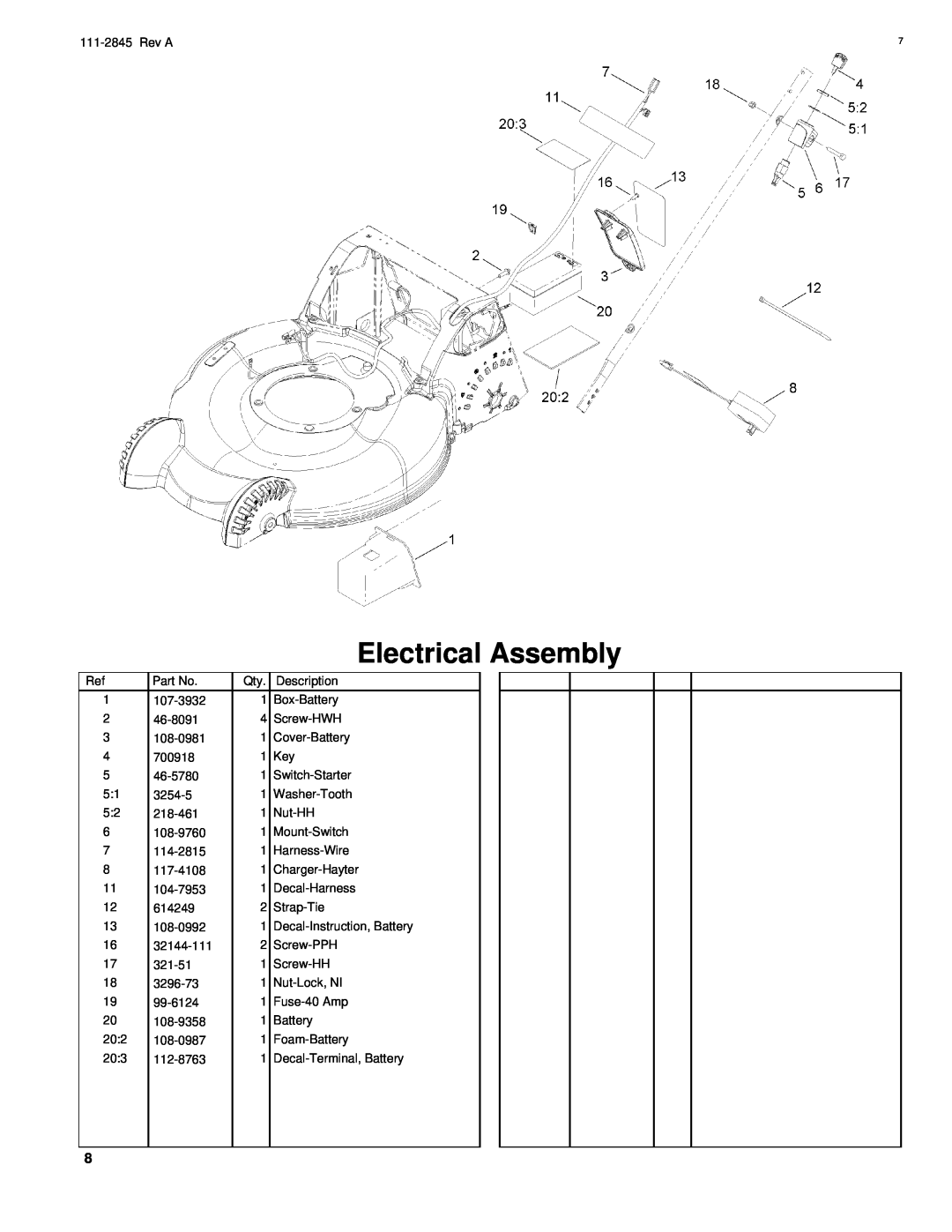 Hayter Mowers R53A manual Electrical Assembly 
