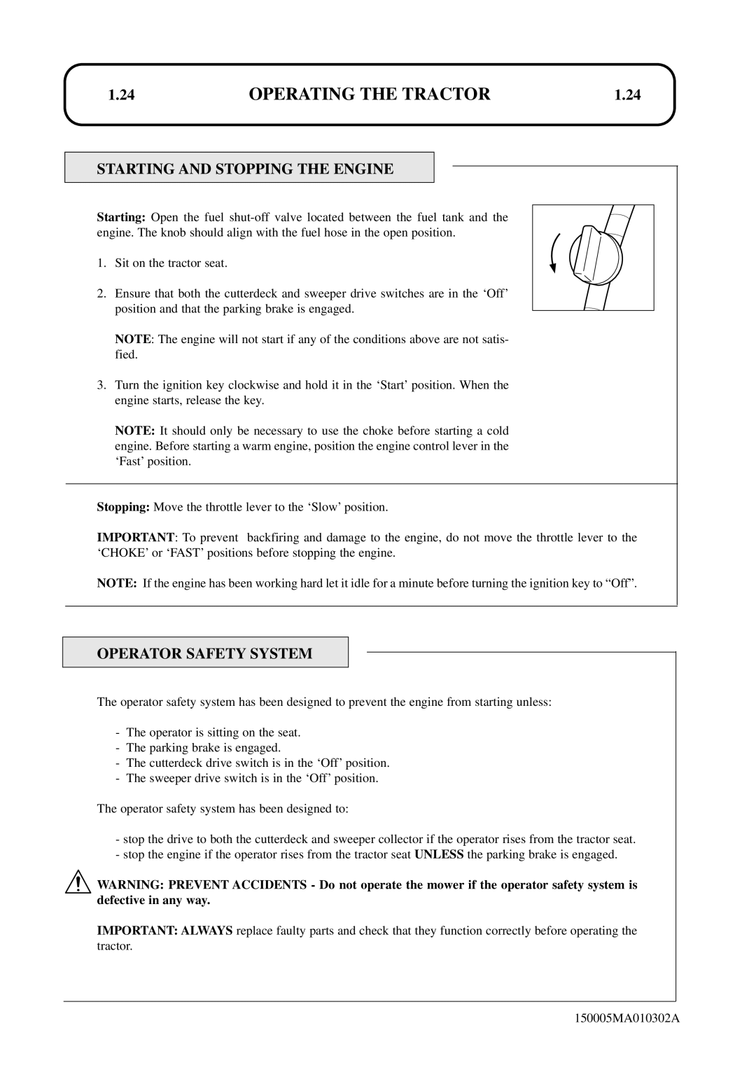 Hayter Mowers SST38/ST42 specifications Starting and Stopping the Engine, Operator Safety System 