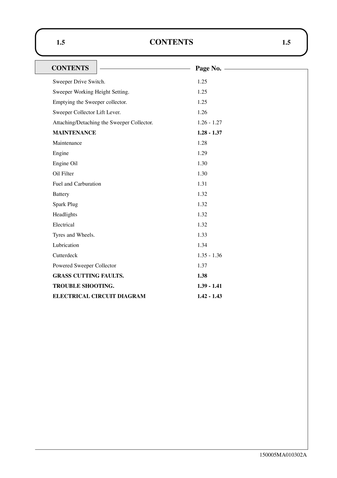 Hayter Mowers SST38/ST42 specifications CONTENTS1.5 