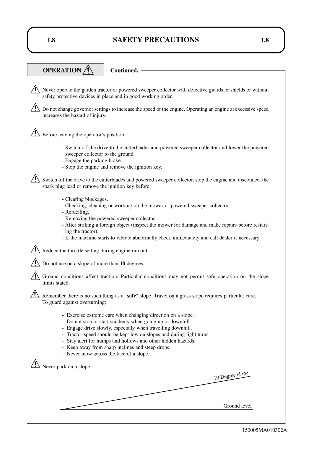 Hayter Mowers SST38/ST42 specifications Safety Precautions 