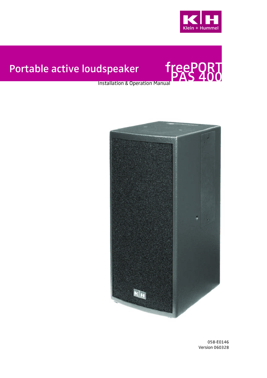 HeadsetUSA PAS 400 manual Portable active loudspeaker freePORT 