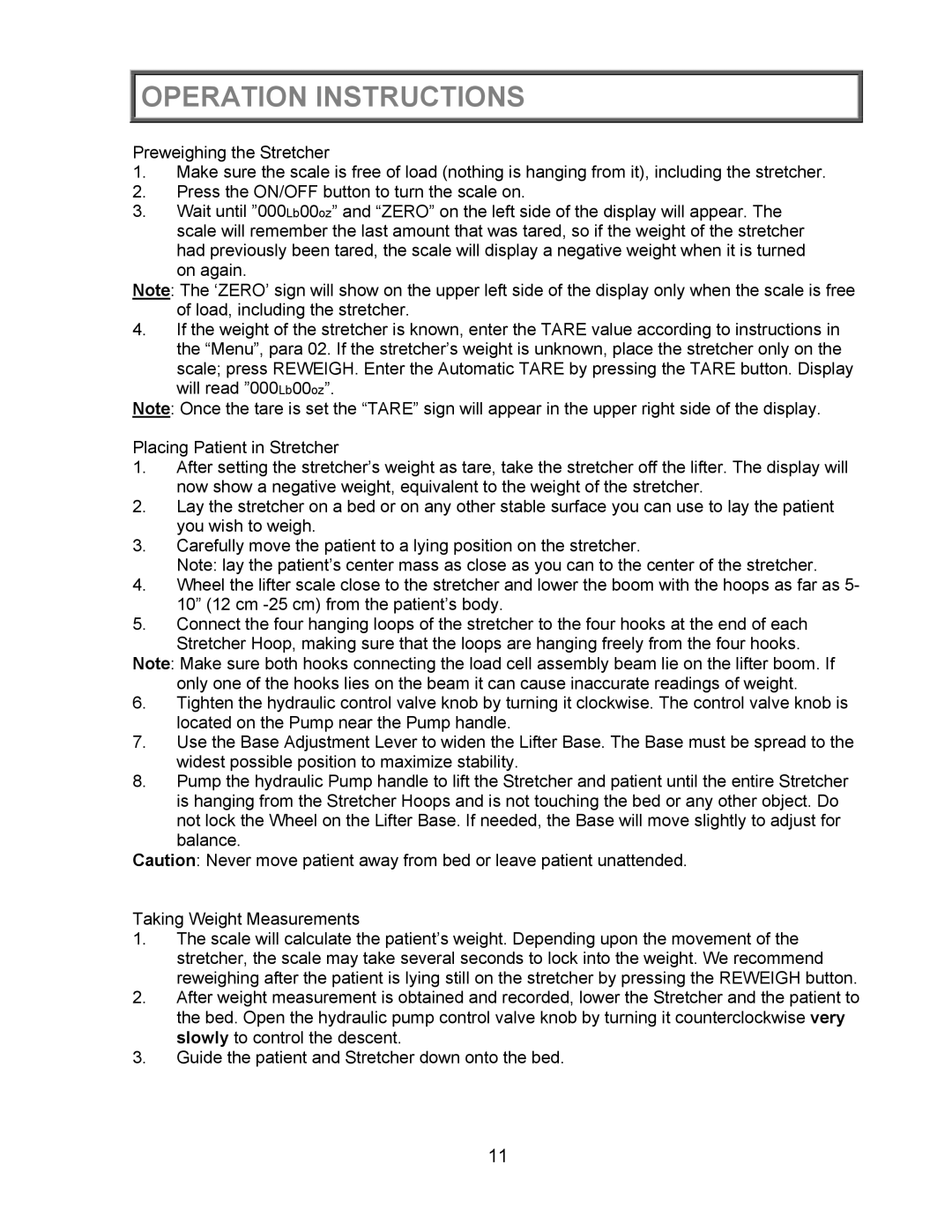 Health O Meter 2000KL operation manual Operation Instructions 