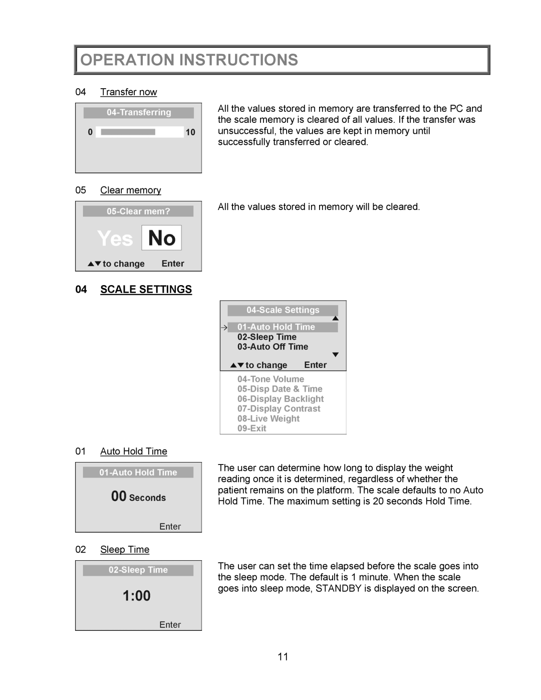 Health O Meter 2450KL operation manual Scale Settings 