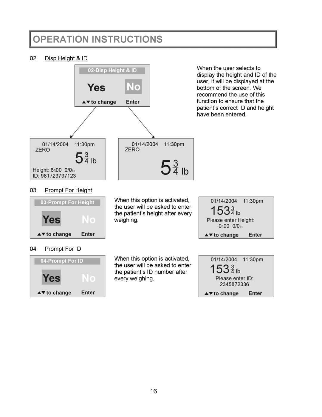 Health O Meter 2450KL operation manual Operation Instructions 