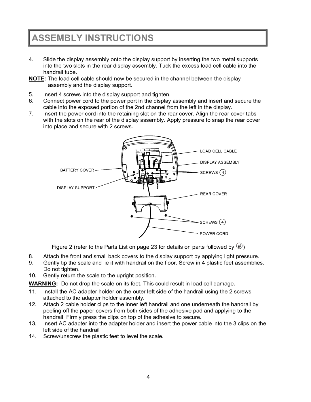 Health O Meter 2600KL operation manual Assembly Instructions 