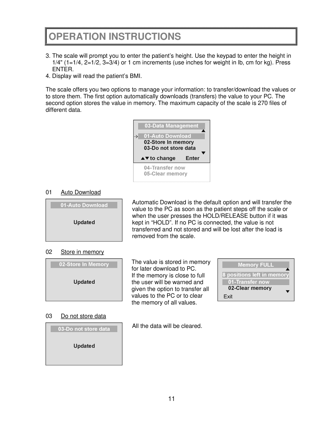 Health O Meter 2650KL operation manual Enter 