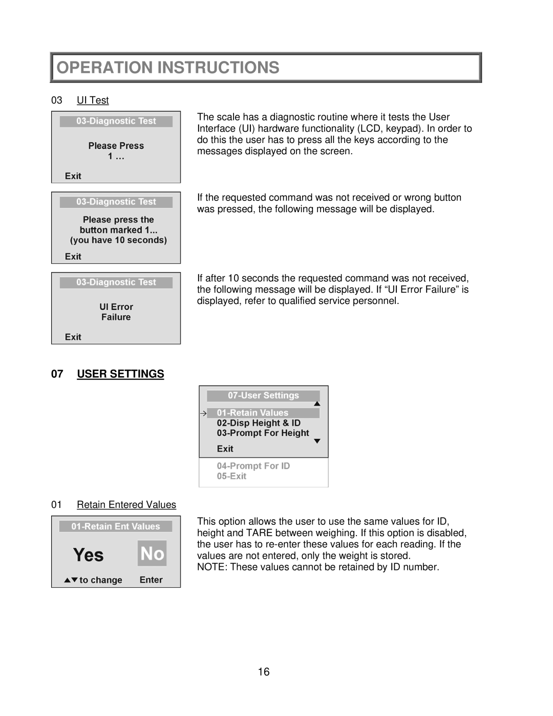 Health O Meter 2650KL operation manual User Settings 