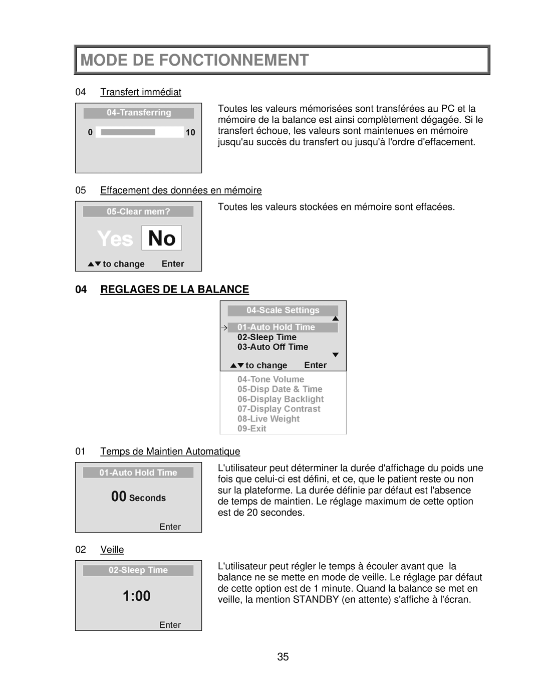 Health O Meter 2650KL operation manual Reglages DE LA Balance 