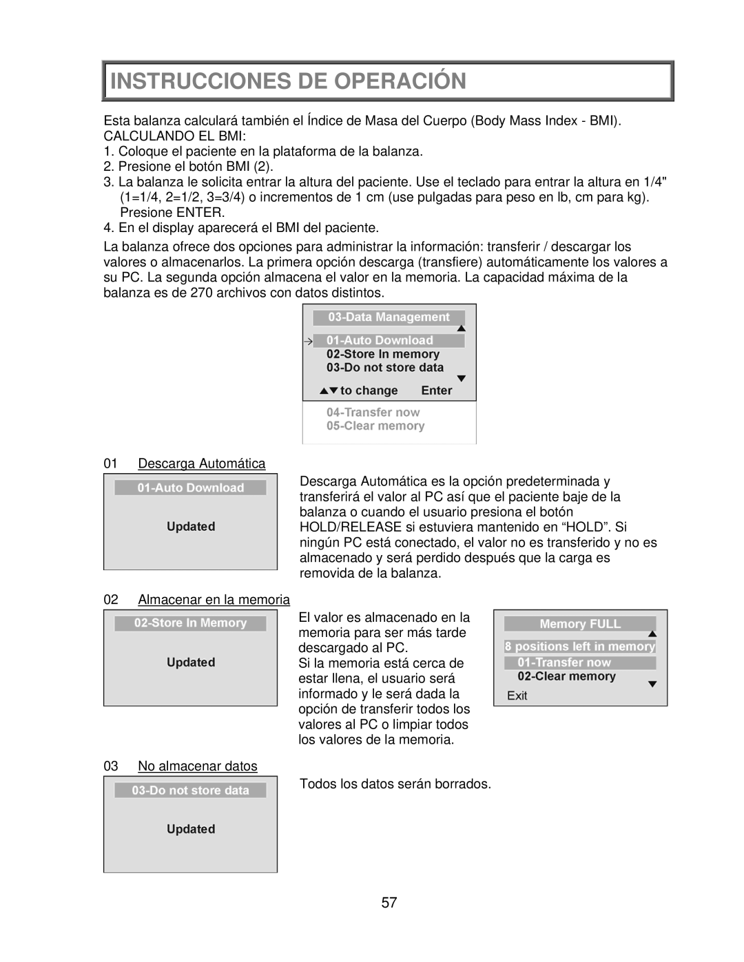 Health O Meter 2650KL operation manual Calculando EL BMI 