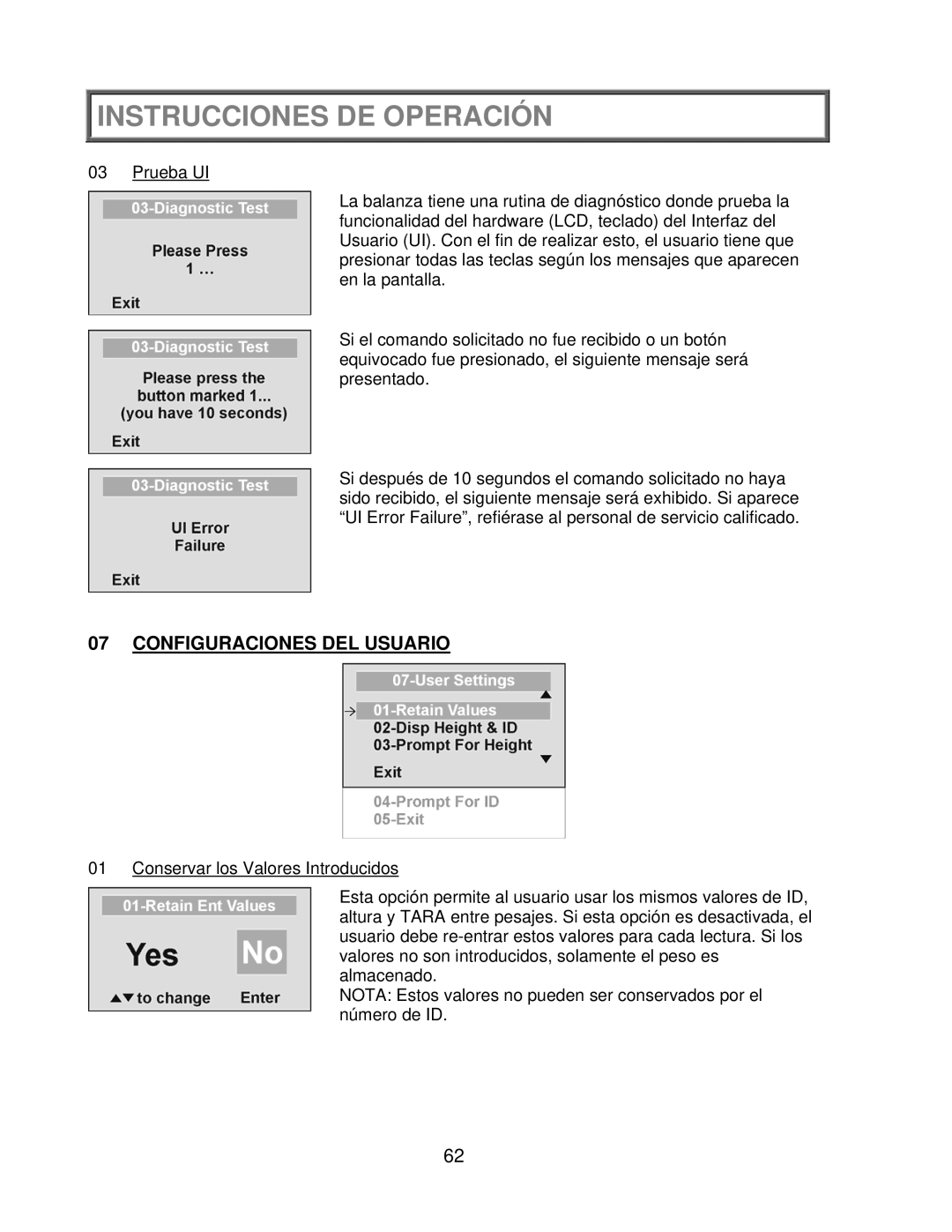 Health O Meter 2650KL operation manual Configuraciones DEL Usuario 