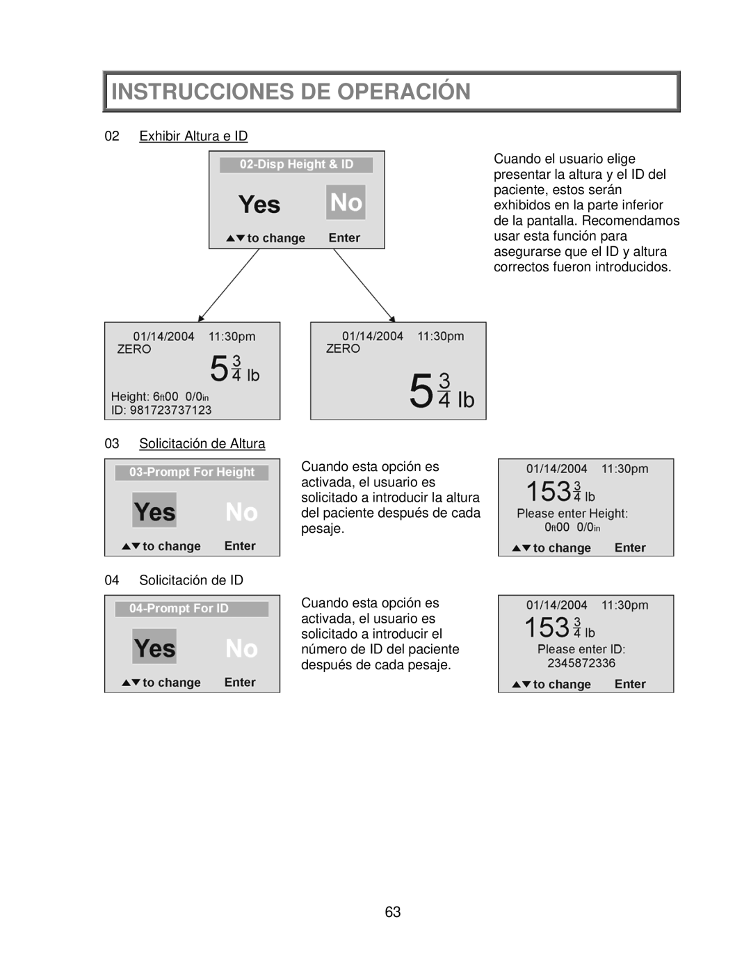 Health O Meter 2650KL operation manual Instrucciones DE Operación 