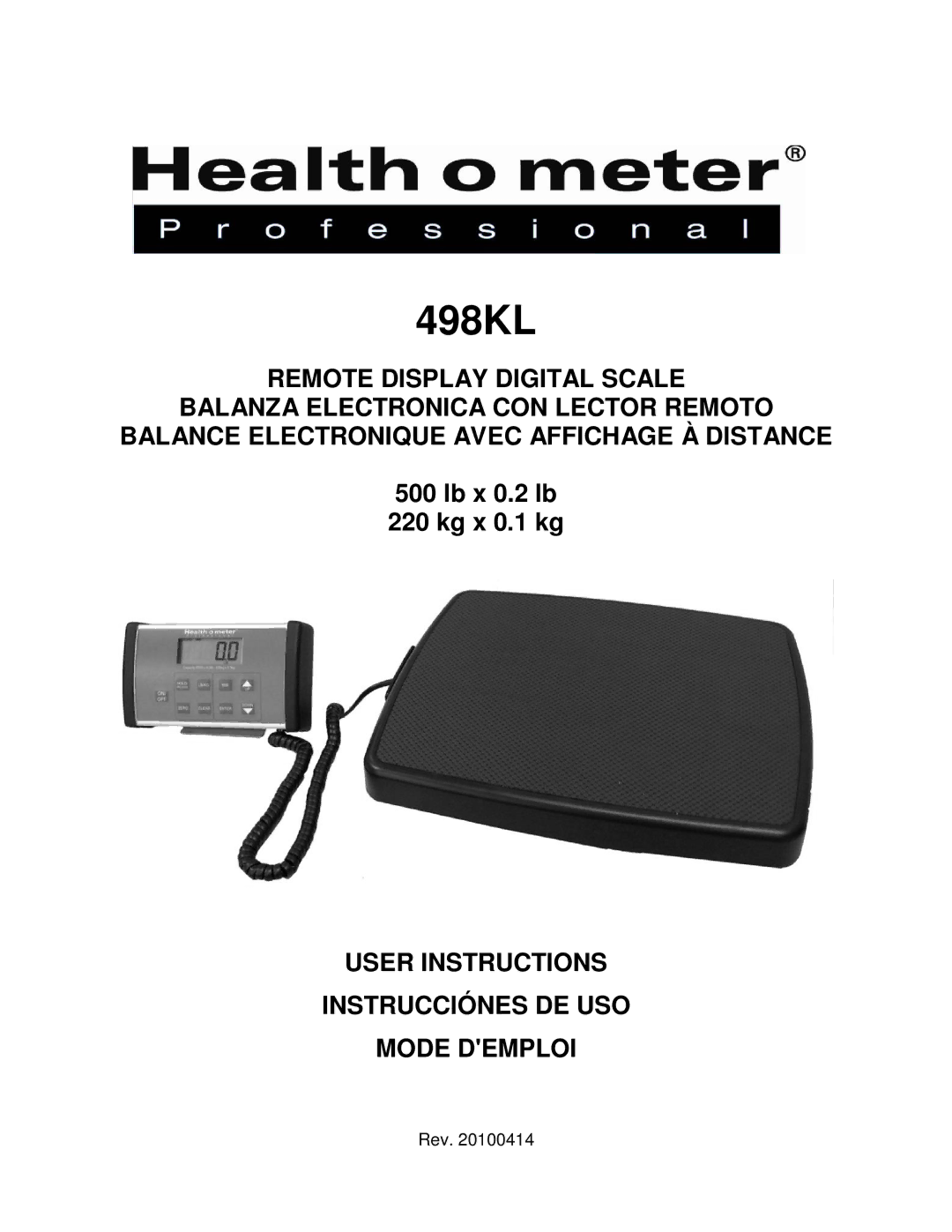 Health O Meter 498KL manual 