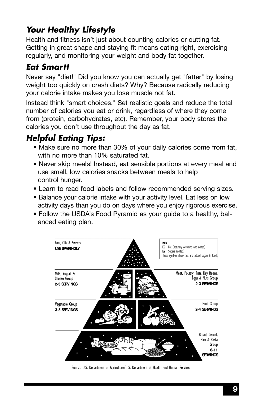 Health O Meter BFM980 user manual Your Healthy Lifestyle, Eat Smart, Helpful Eating Tips 