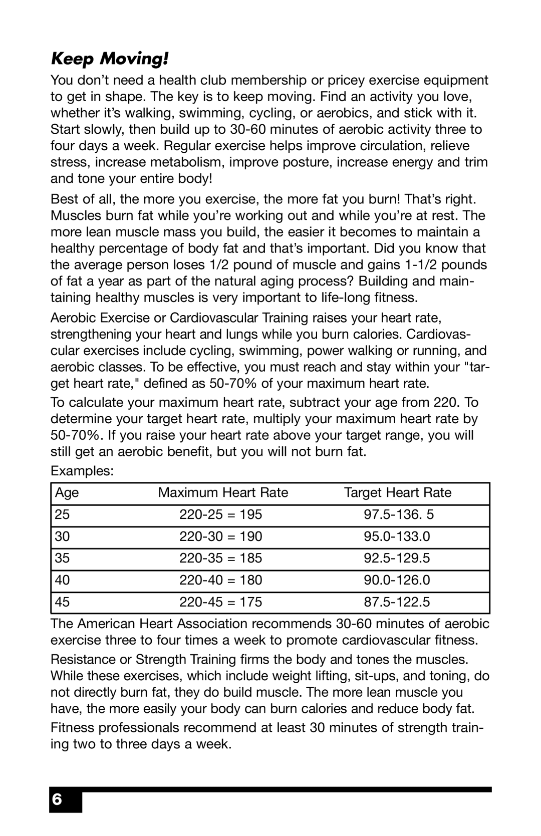 Health O Meter BFM980 user manual Keep Moving 