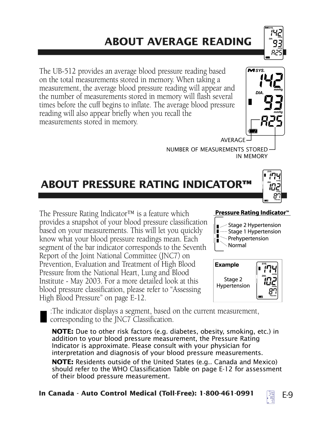 Health O Meter UB-512 manual About Average Reading, About Pressure Rating Indicator 