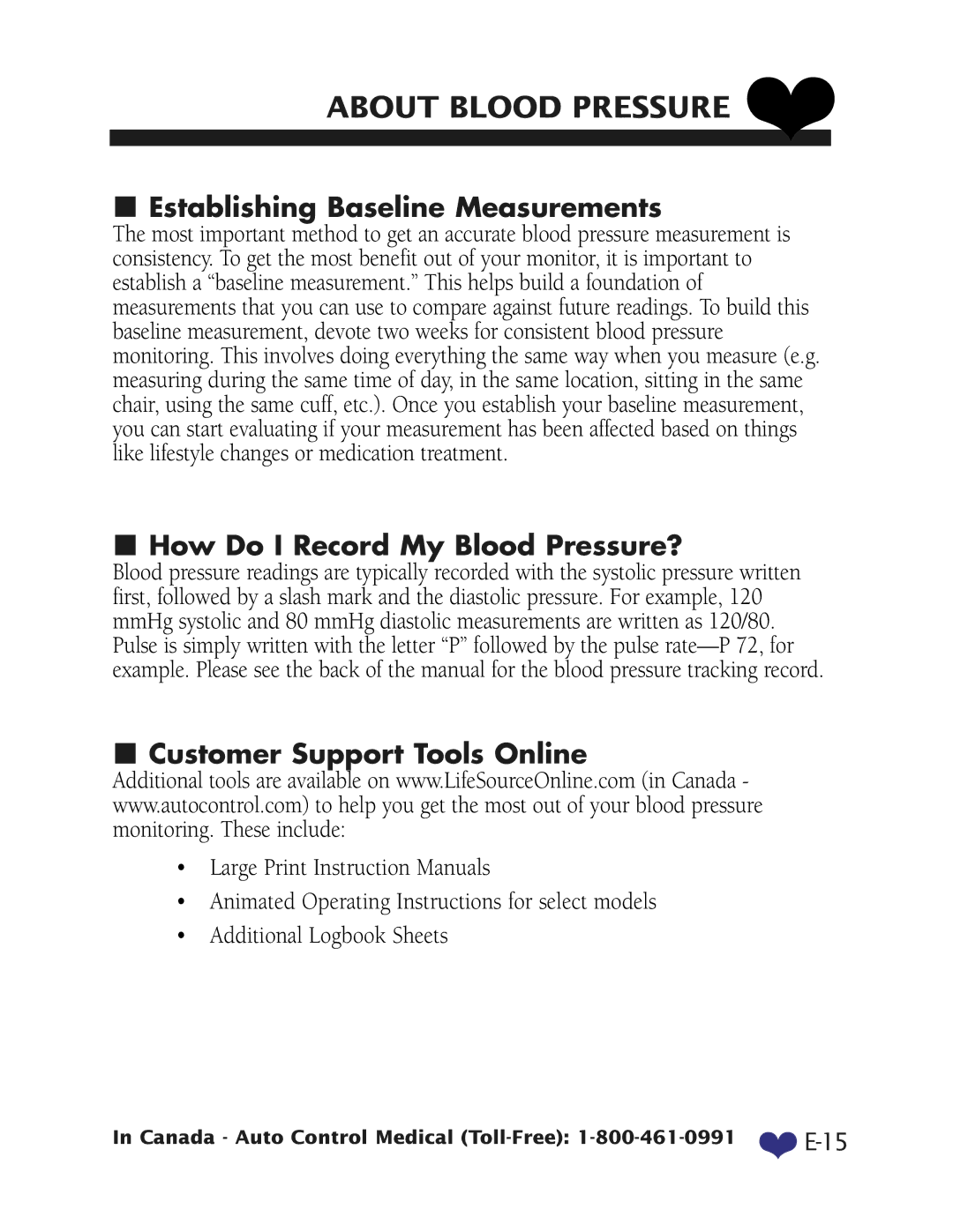 Health O Meter UB-512 manual Establishing Baseline Measurements 