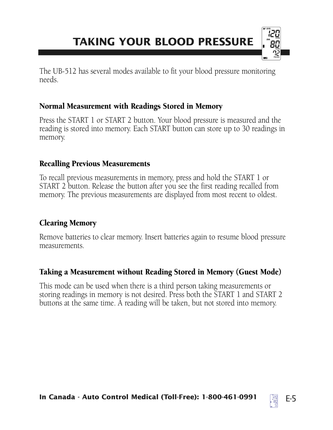 Health O Meter UB-512 manual Taking Your Blood Pressure, Normal Measurement with Readings Stored in Memory 