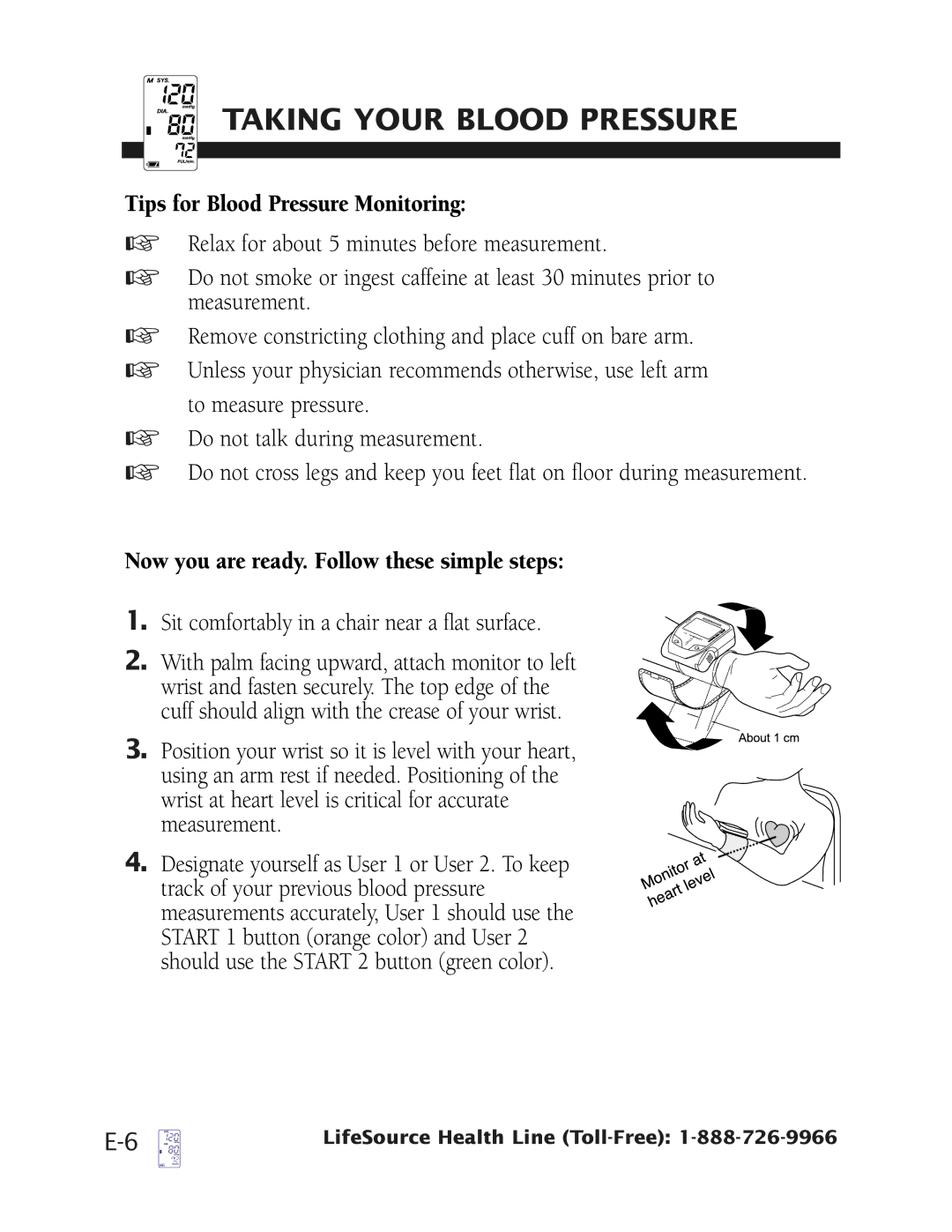 Health O Meter UB-512 manual Tips for Blood Pressure Monitoring 