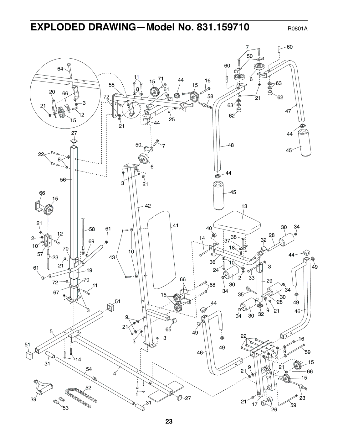 Healthrider 831.159710 manual Exploded DRAWING-Model No 