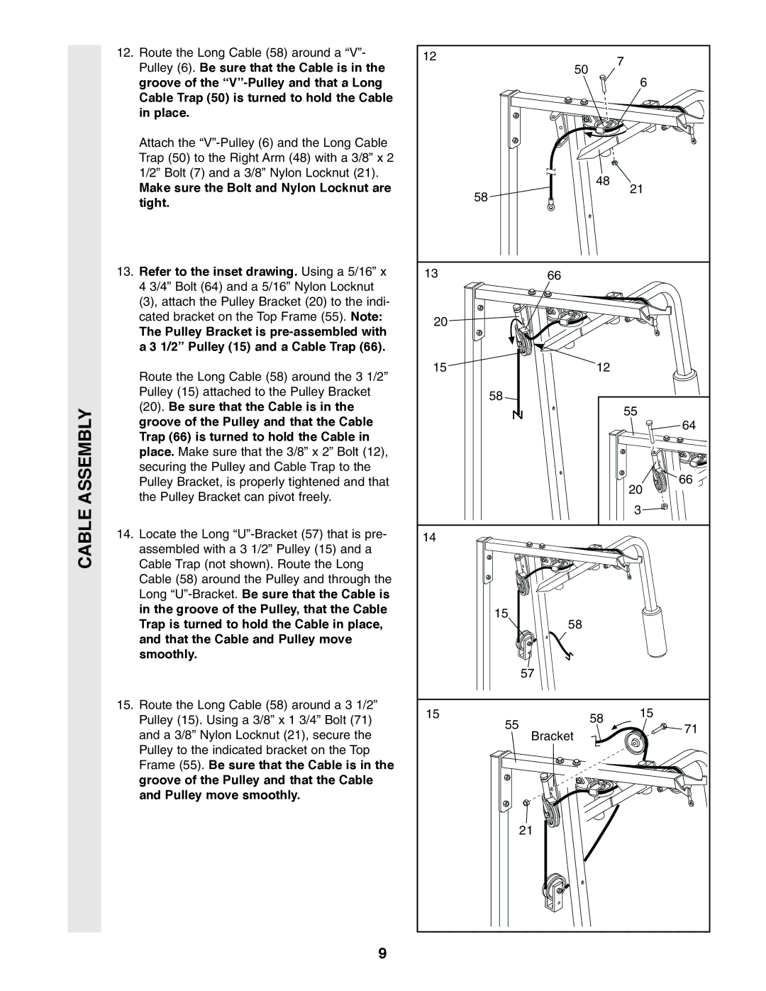 Healthrider 831.159710 manual Cable Assembly 