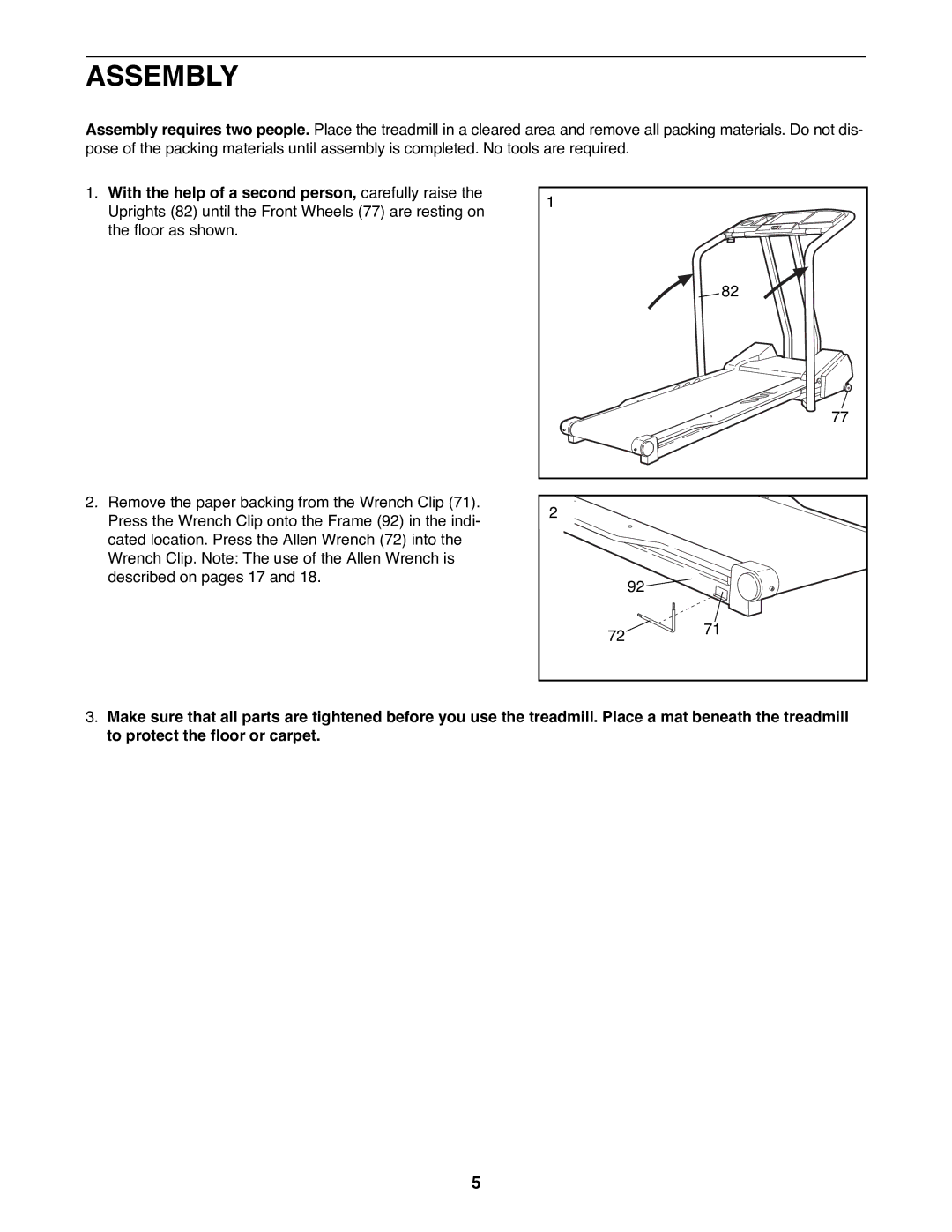 Healthrider 831.297870 manual Assembly 