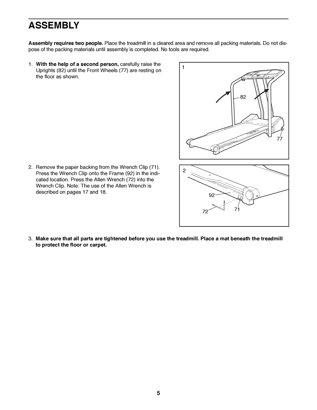 Healthrider 831.297871 manual Assembly 