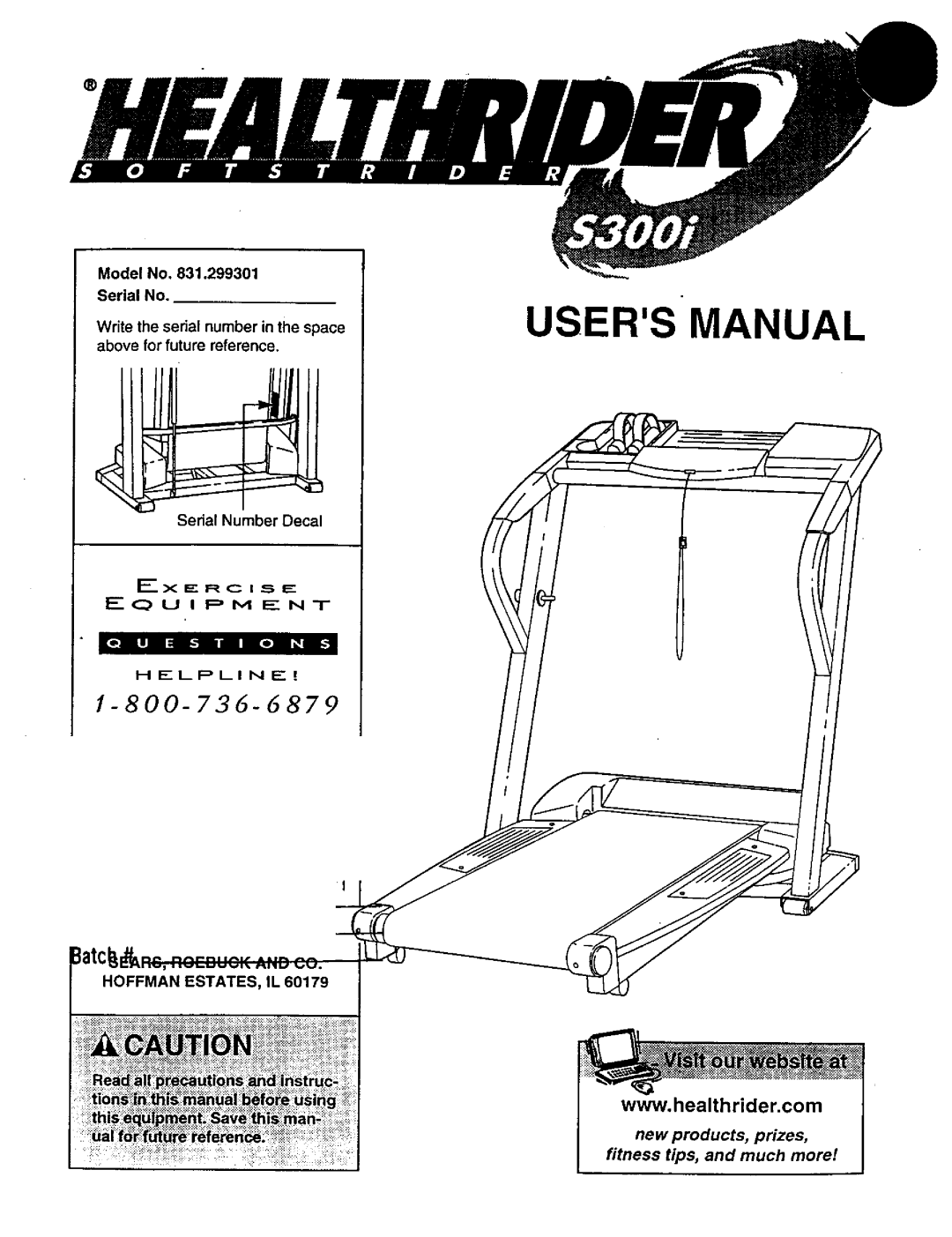 Healthrider 831.299301 manual Hoffman ESTATES, IL 