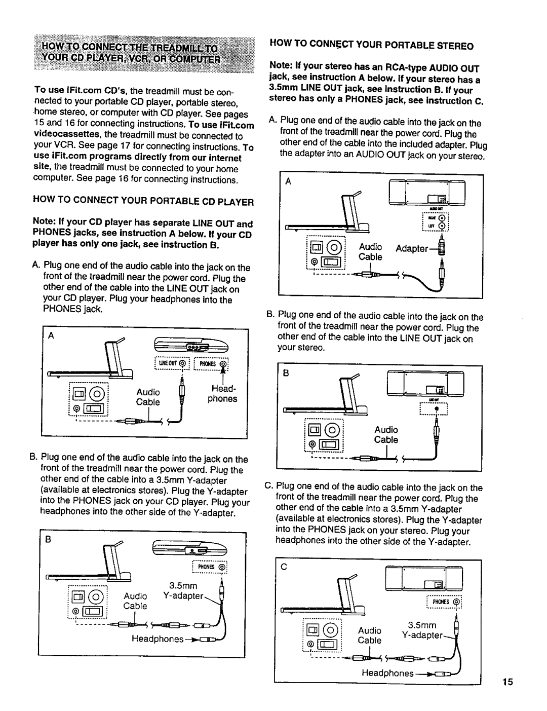 Healthrider 831.299301 manual HOW to Connect Your Portable CD Player, HOW to Connect Your Portable Stereo 